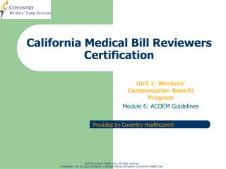 California Medical Bill Reviewers Certification