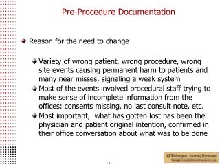 Pre-Procedure Documentation