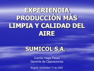 EXPERIENCIA PRODUCCIÓN MÁS LIMPIA Y CALIDAD DEL AIRE