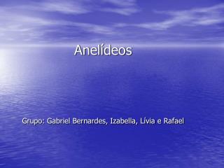 Anelídeos Grupo: Gabriel Bernardes, Izabella, Lívia e Rafael