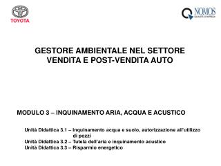 GESTORE AMBIENTALE NEL SETTORE VENDITA E POST-VENDITA AUTO