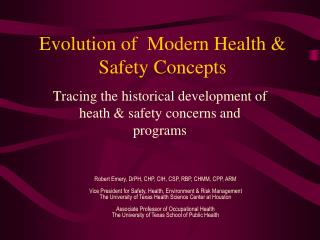 Evolution of Modern Health & Safety Concepts
