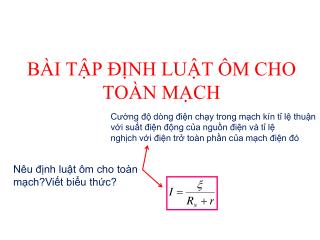 BÀI TẬP ĐỊNH LUẬT ÔM CHO TOÀN MẠCH