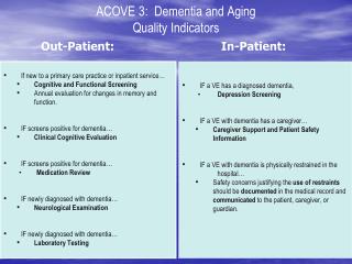 ACOVE 3: Dementia and Aging Quality Indicators