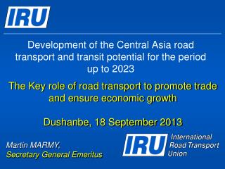 Development of the Central Asia road transport and transit potential for the period up to 2023