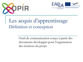 Les acquis d’apprentissage Définition et conception