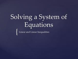 Solving a System of Equations