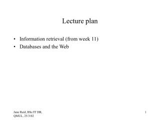 Lecture plan