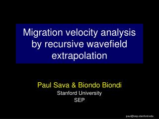 Migration velocity analysis by recursive wavefield extrapolation