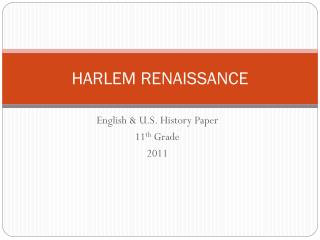 HARLEM RENAISSANCE