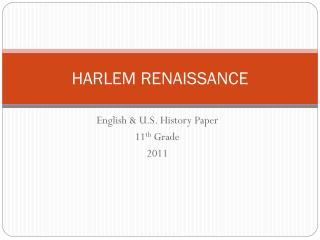 HARLEM RENAISSANCE