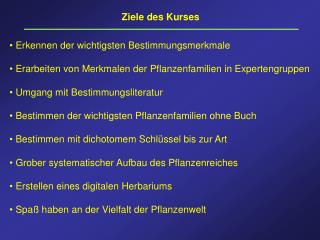 Ziele des Kurses