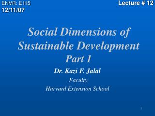 Social Dimensions of Sustainable Development Part 1