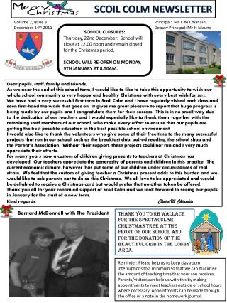 SCOIL COLM NEWSLETTER