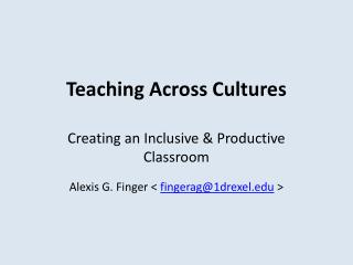 Teaching Across Cultures