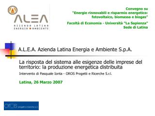 A.L.E.A. Azienda Latina Energia e Ambiente S.p.A.