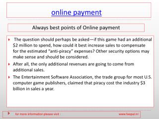 some different type of information related about online pay