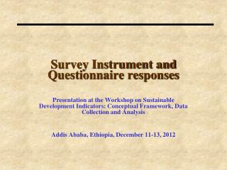 Survey Instrument and Questionnaire responses