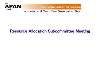 Resource Allocation Subcommittee Meeting