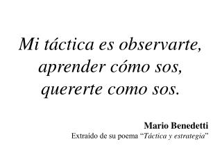 Mi táctica es observarte, aprender cómo sos, quererte como sos.