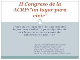 II Congreso de la ACRP:”un lugar para vivir”