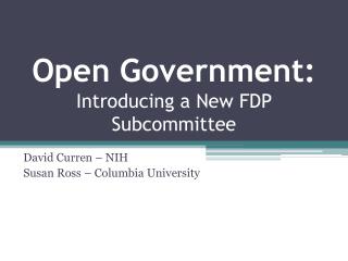 Open Government: Introducing a New FDP Subcommittee