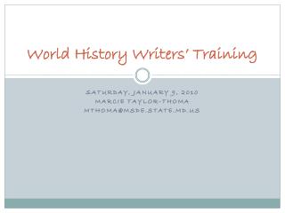 World History Writers’ Training