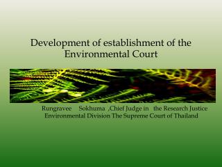 Development of establishment of the Environmental Court