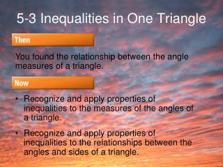 5-3 Inequalities in One Triangle