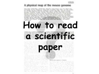 How to read a scientific paper