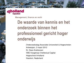 De waarde van kennis en het onderzoek binnen het professioneel gericht hoger onderwijs