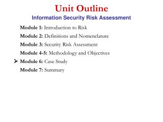 Unit Outline Information Security Risk Assessment