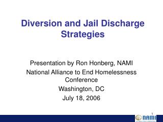 Diversion and Jail Discharge Strategies