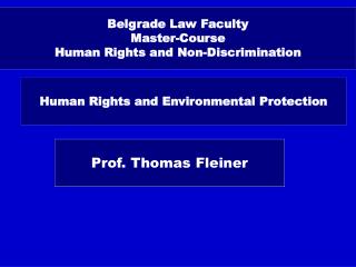 Belgrade Law Faculty Master-Course Human Rights and Non-Discrimination