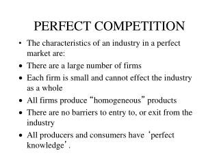 PERFECT COMPETITION