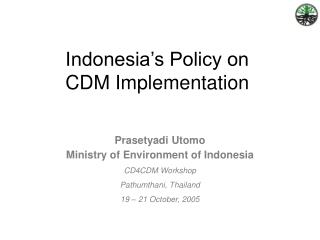 Indonesia’s Policy on CDM Implementation