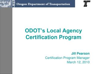 ODOT’s Local Agency Certification Program