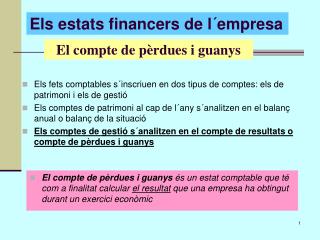 El compte de pèrdues i guanys