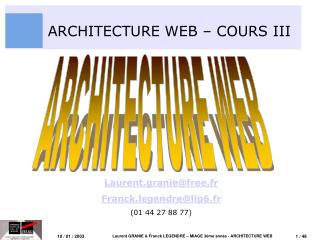 ARCHITECTURE WEB – COURS III