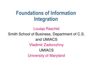 Foundations of Information Integration