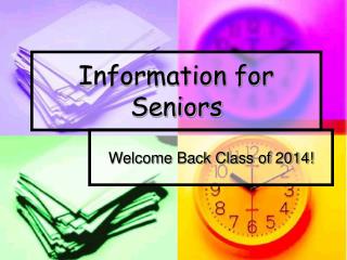 Information for Seniors