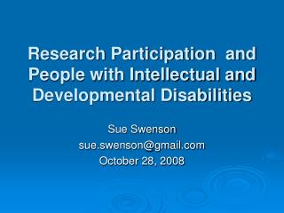 Research Participation and People with Intellectual and Developmental Disabilities