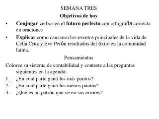 SEMANA TRES Objetivos de hoy