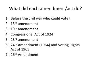 What did each amendment/act do?