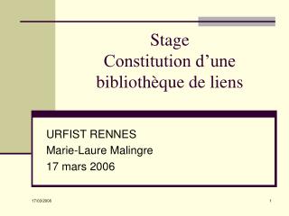 Stage Constitution d’une bibliothèque de liens