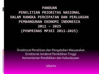 Direktorat Penelitian dan Pengabdian Masyarakat Direktorat Jenderal Pendidikan Tinggi