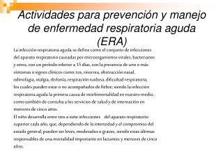 Actividades para prevención y manejo de enfermedad respiratoria aguda (ERA)
