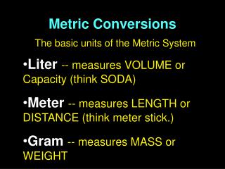 Metric Conversions