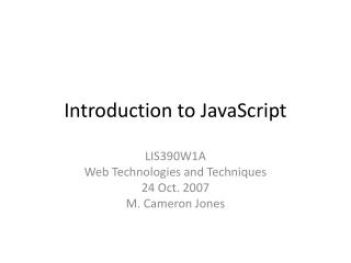 Introduction to JavaScript