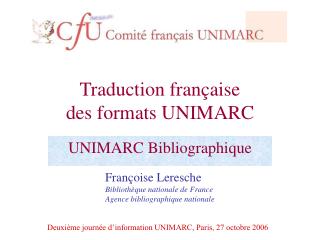 Traduction française des formats UNIMARC